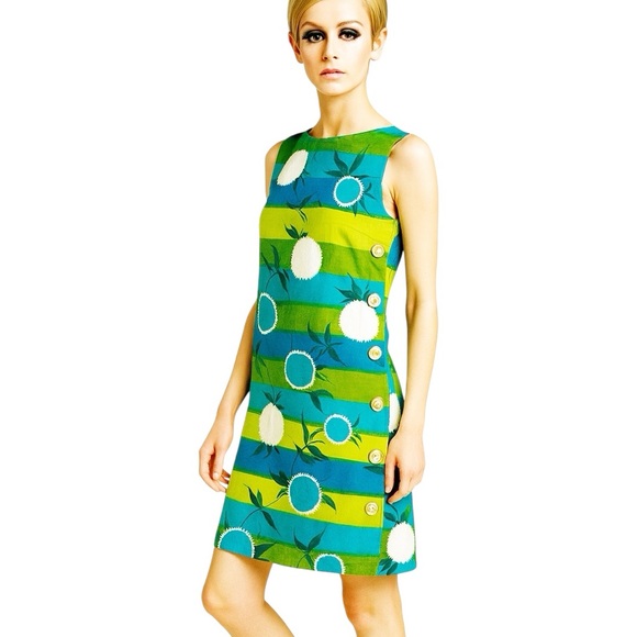 60's Princess Peggy Solartogs Shift Dress M Mod Side Buttons Vintage - Picture 4 of 11